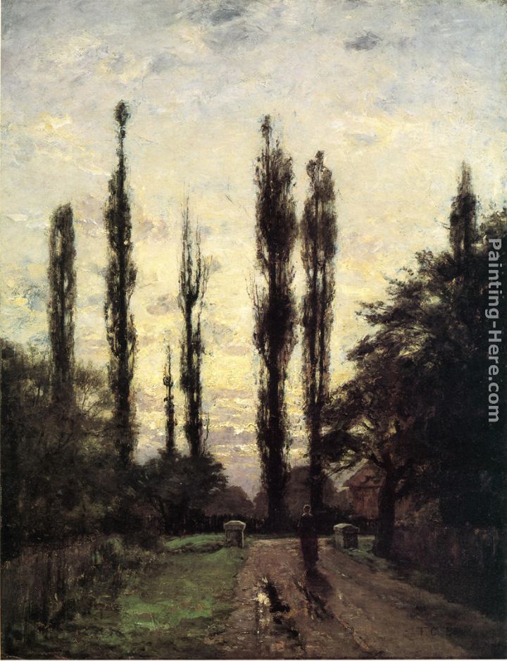 Evening, Poplars painting - Theodore Clement Steele Evening, Poplars art painting